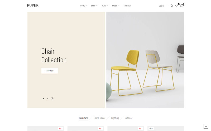 Mẫu website giới thiệu sản phẩm đồ nội thất